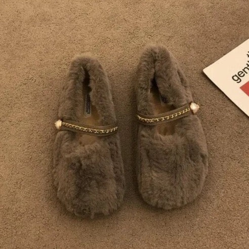 Iida Faux Fur Round Toe Loafers