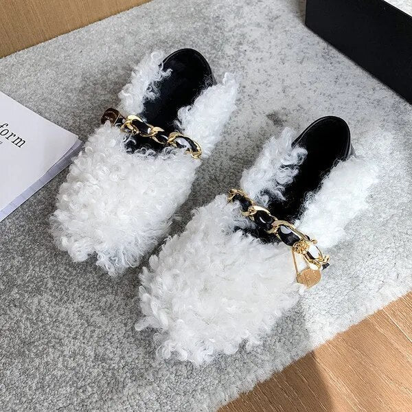 Iida Faux Fur Round Toe Loafers