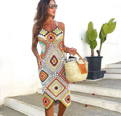 Iliana Multi-Color Patchwork Crochet Dress