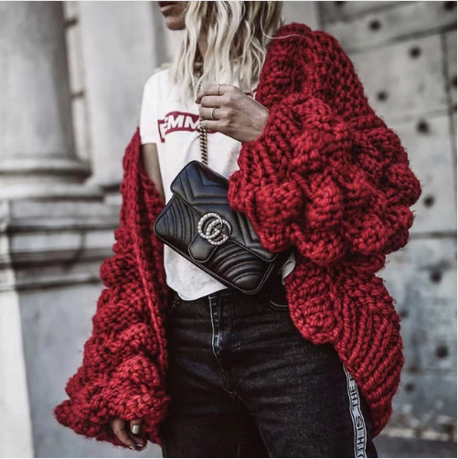 Jennifer Chunky Hand Knit Cardigan Sweater