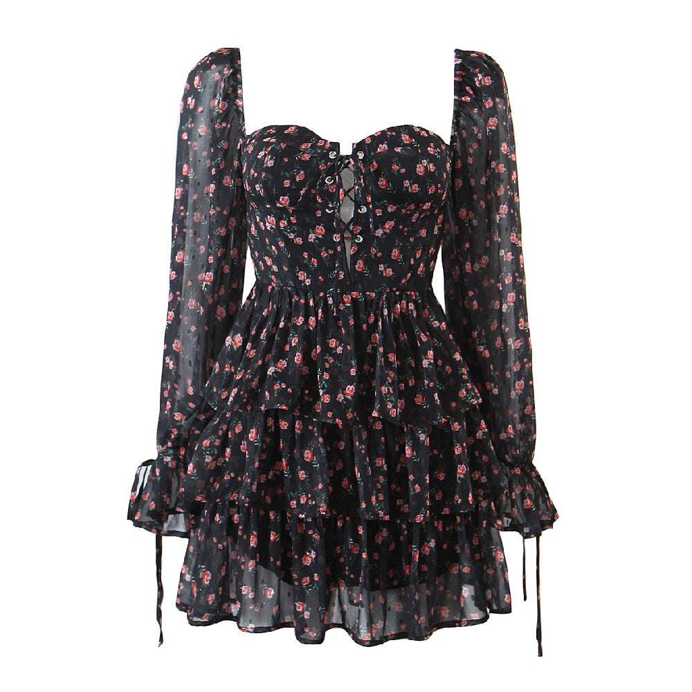 Katarina Floral Bustier Chiffon Dress