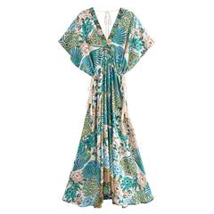 Lamona Bohemian Floral Prints Maxi Dress