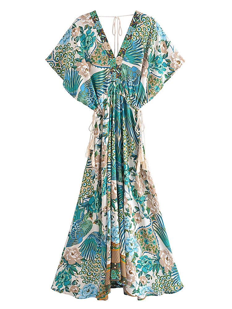 Lamona Bohemian Floral Prints Maxi Dress