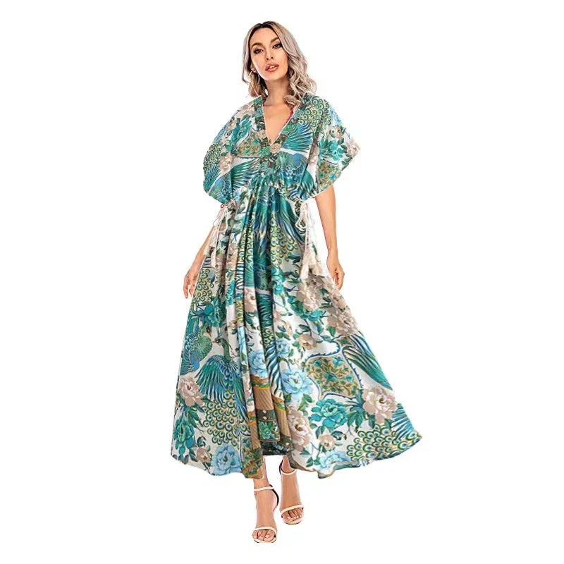 Lamona Bohemian Floral Prints Maxi Dress