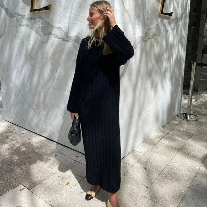 Larissa Minimalist Cable Knit Maxi Dress