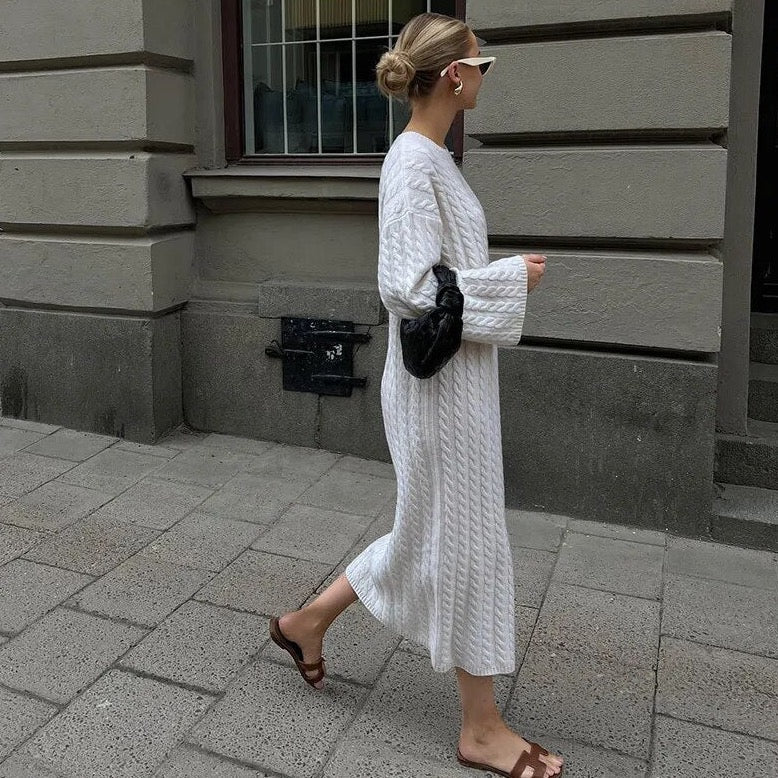 Larissa Minimalist Cable Knit Maxi Dress