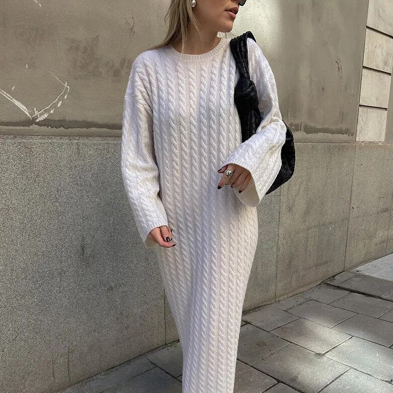 Larissa Minimalist Cable Knit Maxi Dress