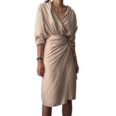 Lauren Deep V-Neck Wrap Shirtdress