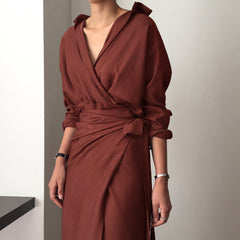 Lauren Deep V-Neck Wrap Shirtdress