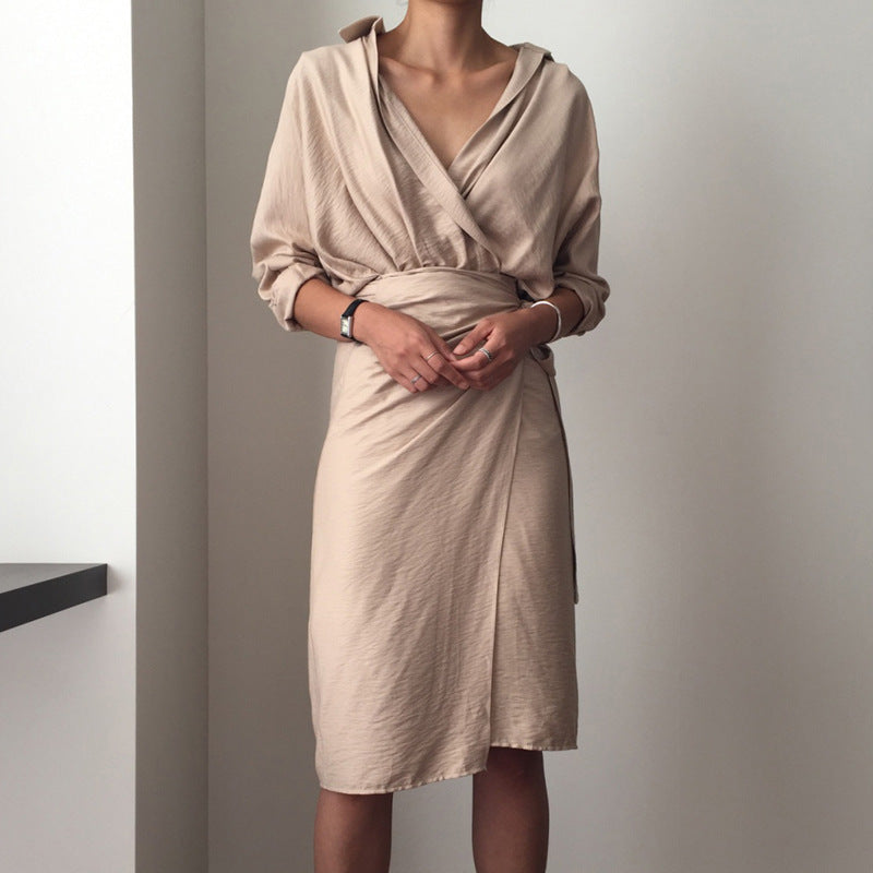 Lauren Deep V-Neck Wrap Shirtdress