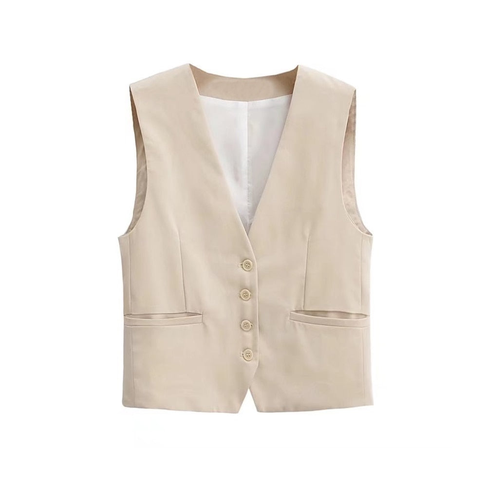 Leah V-neck Vest Tops