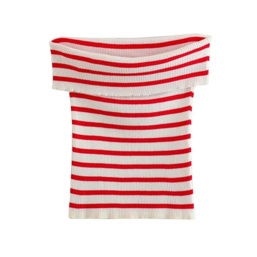 Leka Off the Shoulder Stripe Tees