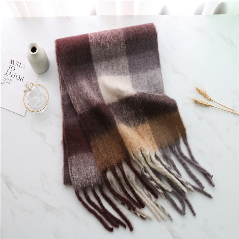 Lilith Plaid Cashmere Wool Scarves