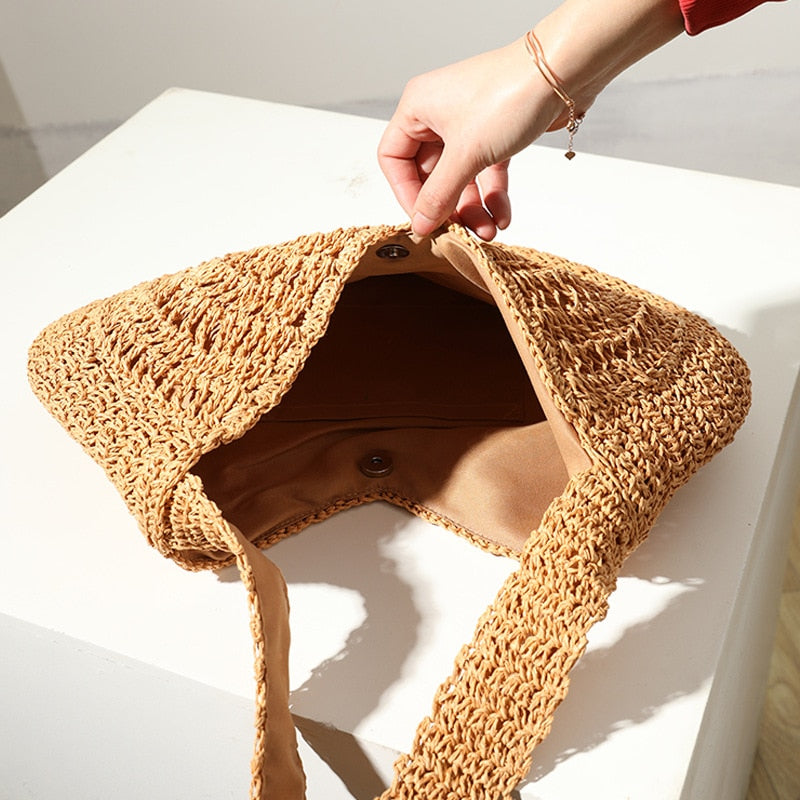 Lisna Seashell Straw Hobo Bags