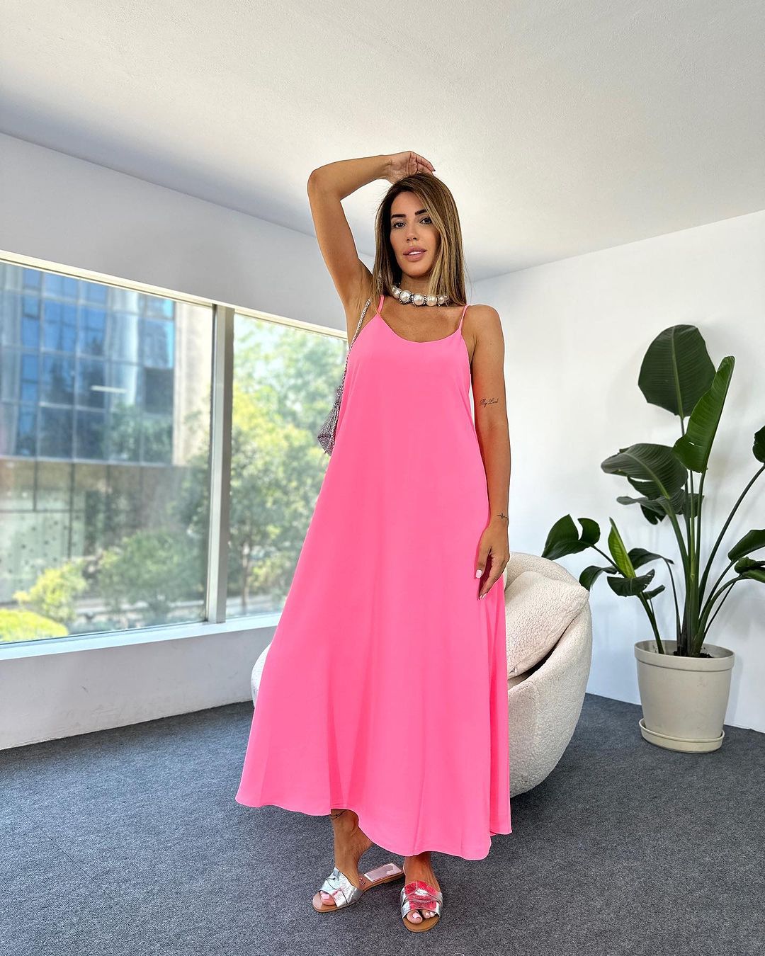 Mirva Pink Maxi Dress