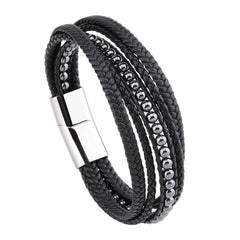 Beaded Woven Leather Bracelet