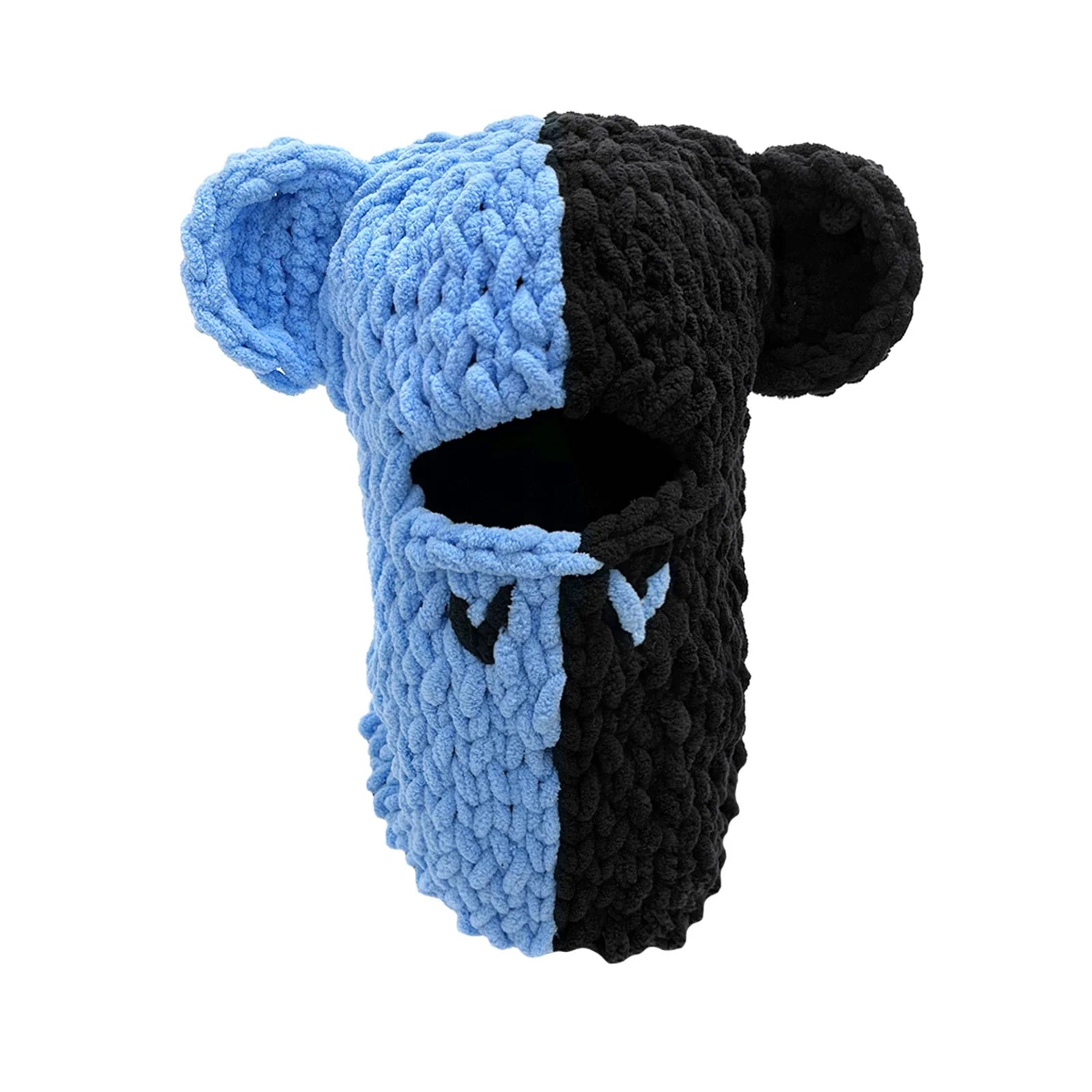 Two Tone Chunky Knit Cute Bear Hats