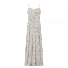 Isadora Silver Sequins Slip Dress