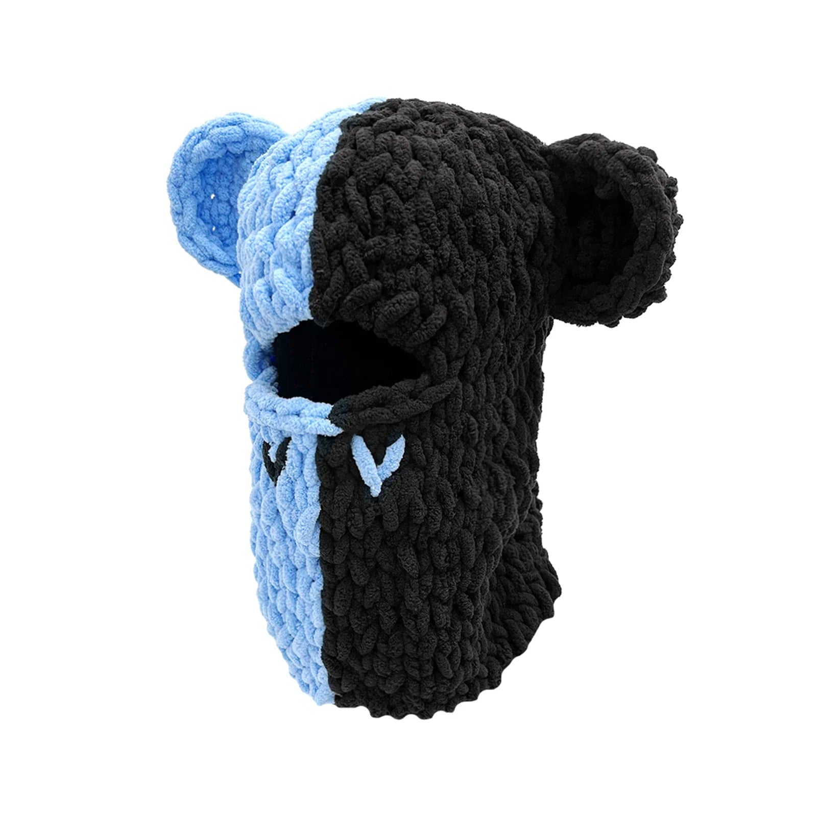 Two Tone Chunky Knit Cute Bear Hats