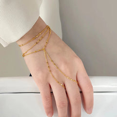Chaya Gold Bead Chain Hand Bracelet