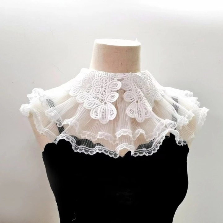 Elegant Victorian Tiered Lace Blouse Collar