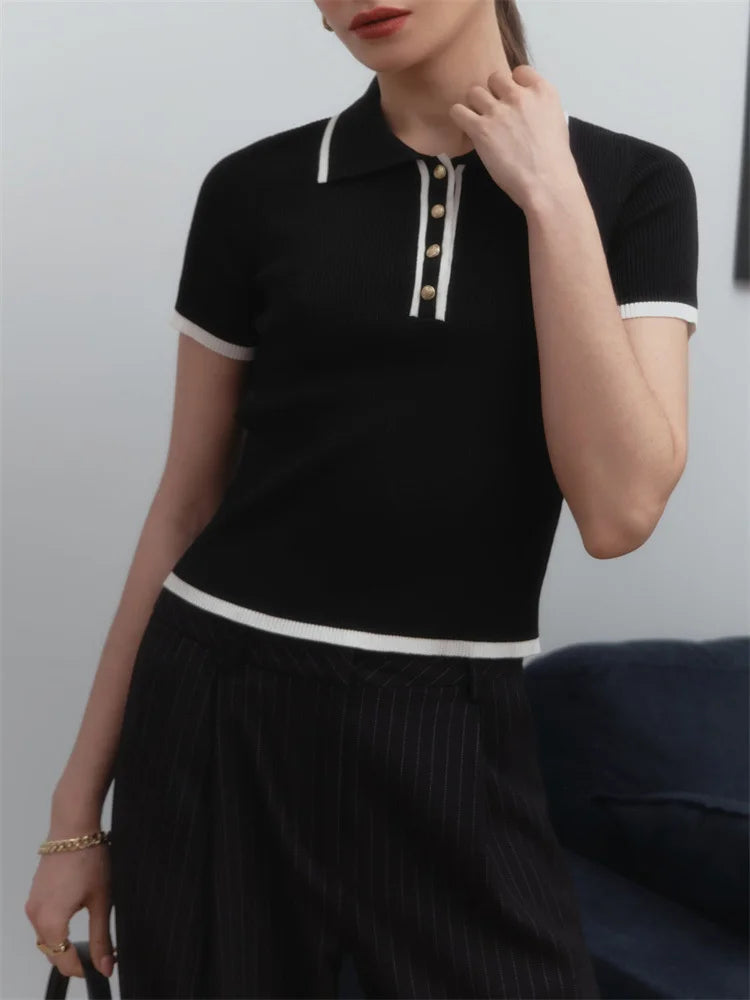 Jackie Casual Polo Knit Top