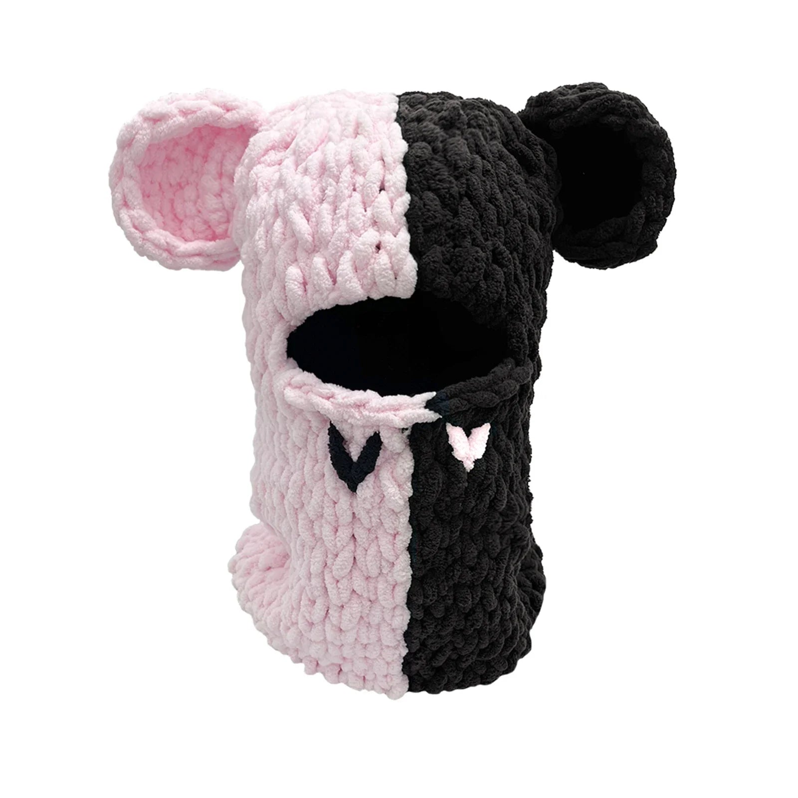 Two Tone Chunky Knit Cute Bear Hats