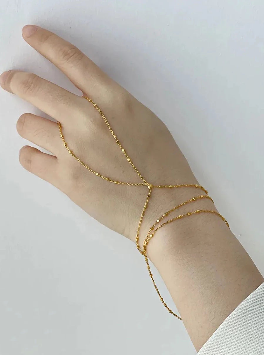 Chaya Gold Bead Chain Hand Bracelet