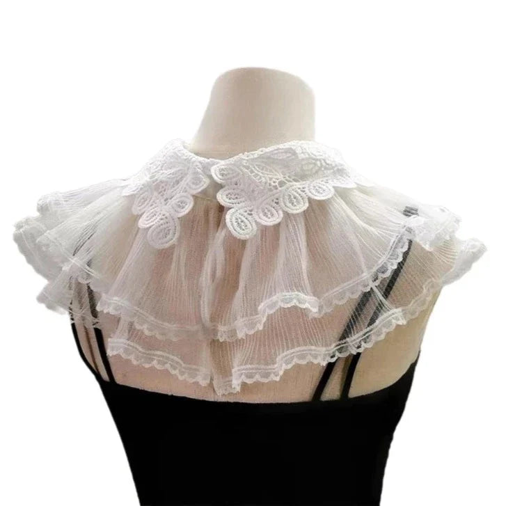 Elegant Victorian Tiered Lace Blouse Collar