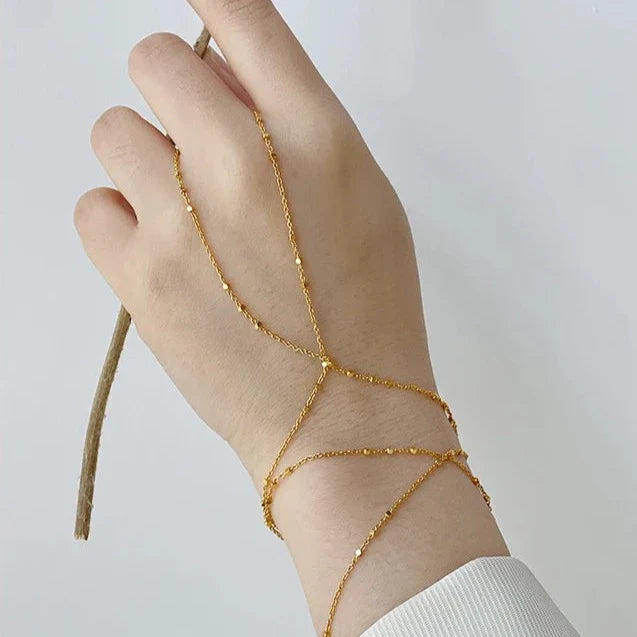 Chaya Gold Bead Chain Hand Bracelet