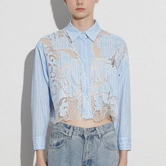 Leilani Lace Patchwork Cropped Shirts