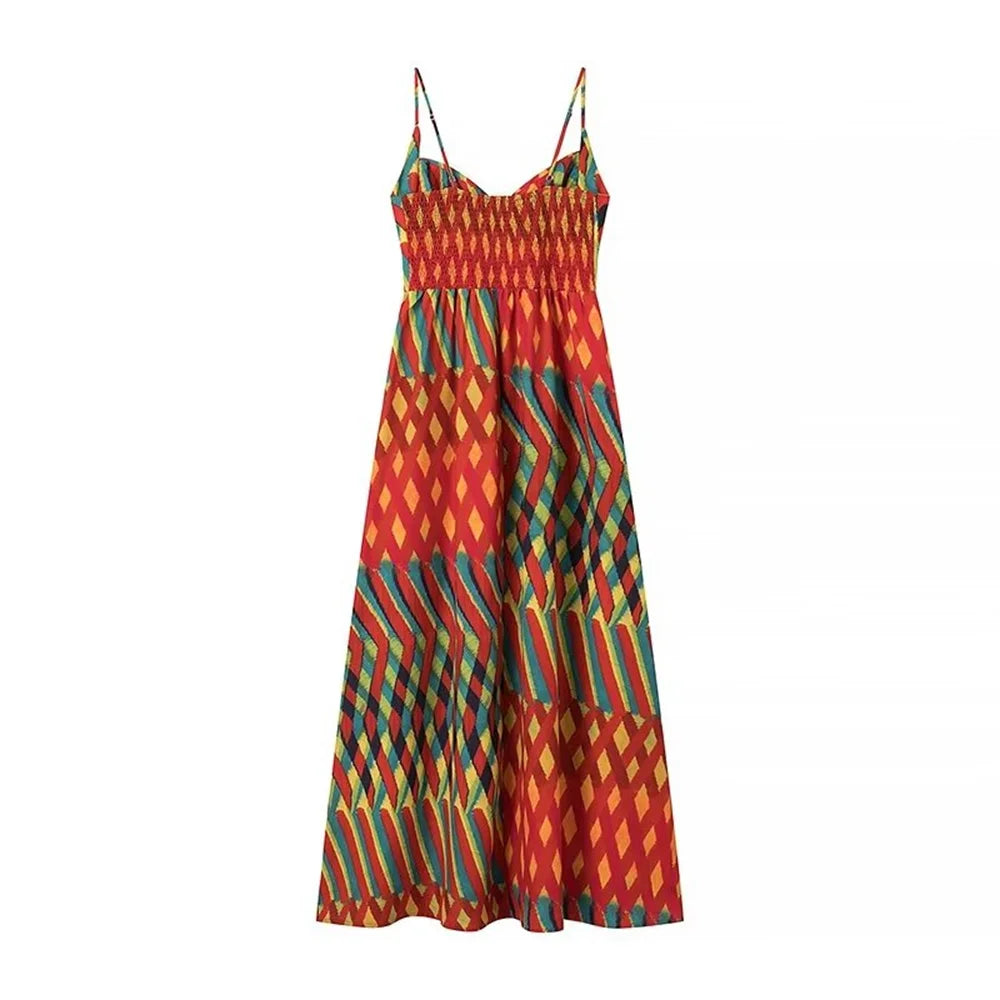 Jasmine Boho Print Bustier Maxi Dress