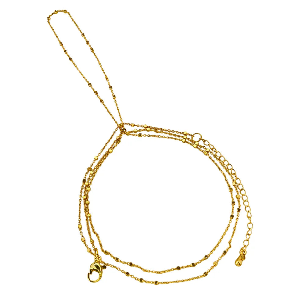 Chaya Gold Bead Chain Hand Bracelet