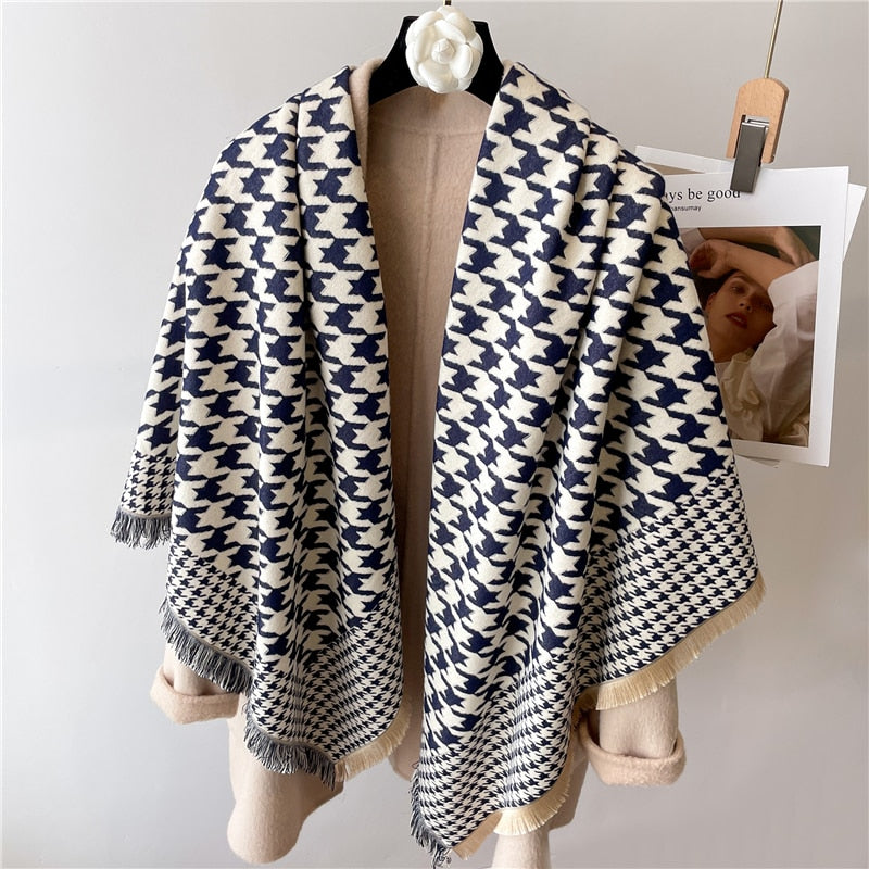 Toile and Checks Print Shawl Wool Scarves