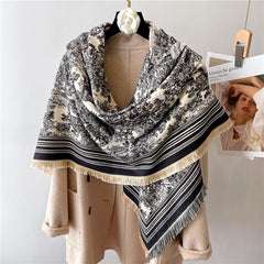 Toile and Checks Print Shawl Wool Scarves