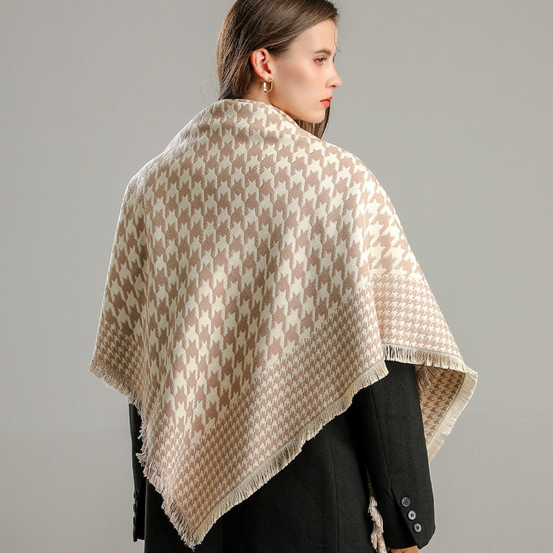 Toile and Checks Print Shawl Wool Scarves