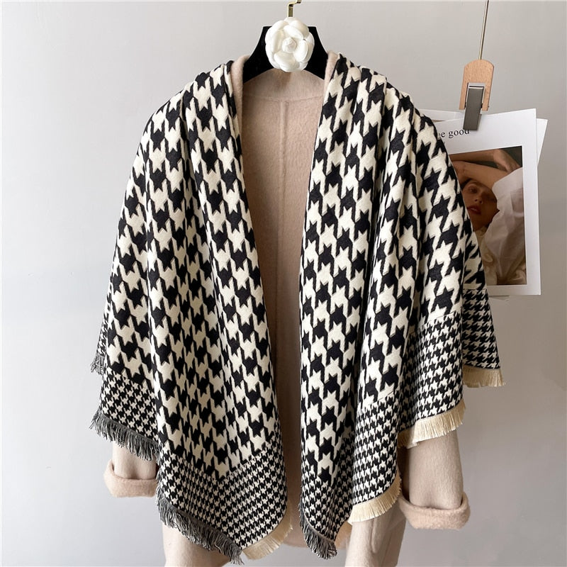 Toile and Checks Print Shawl Wool Scarves