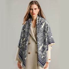 Toile and Checks Print Shawl Wool Scarves