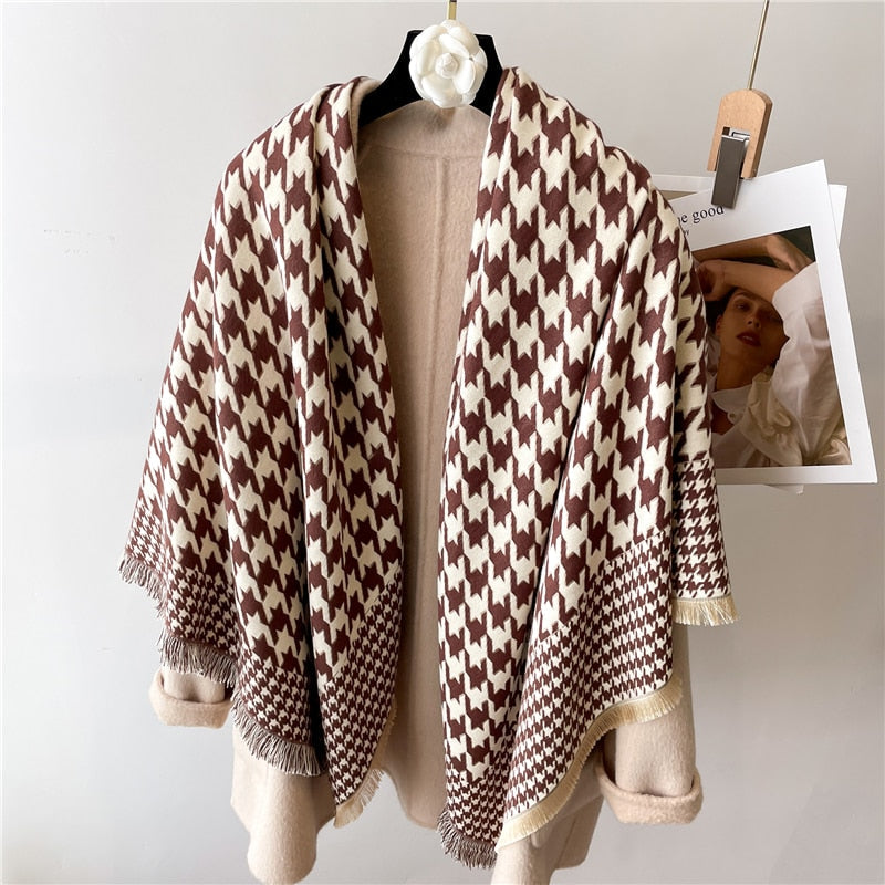 Toile and Checks Print Shawl Wool Scarves