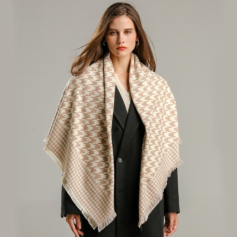 Toile and Checks Print Shawl Wool Scarves