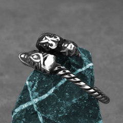 Viking Wolf Head Leader Ring