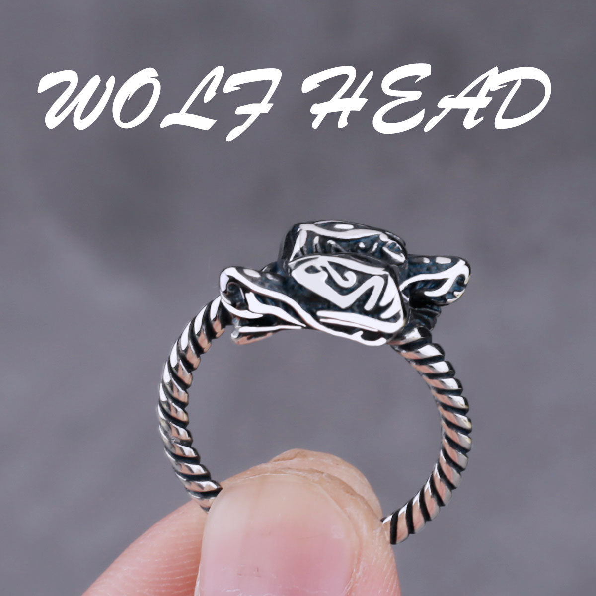 Viking Wolf Head Leader Ring