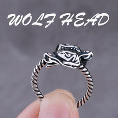 Viking Wolf Head Leader Ring