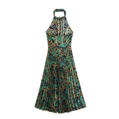 Willa Vintage Water Color Halter Dress