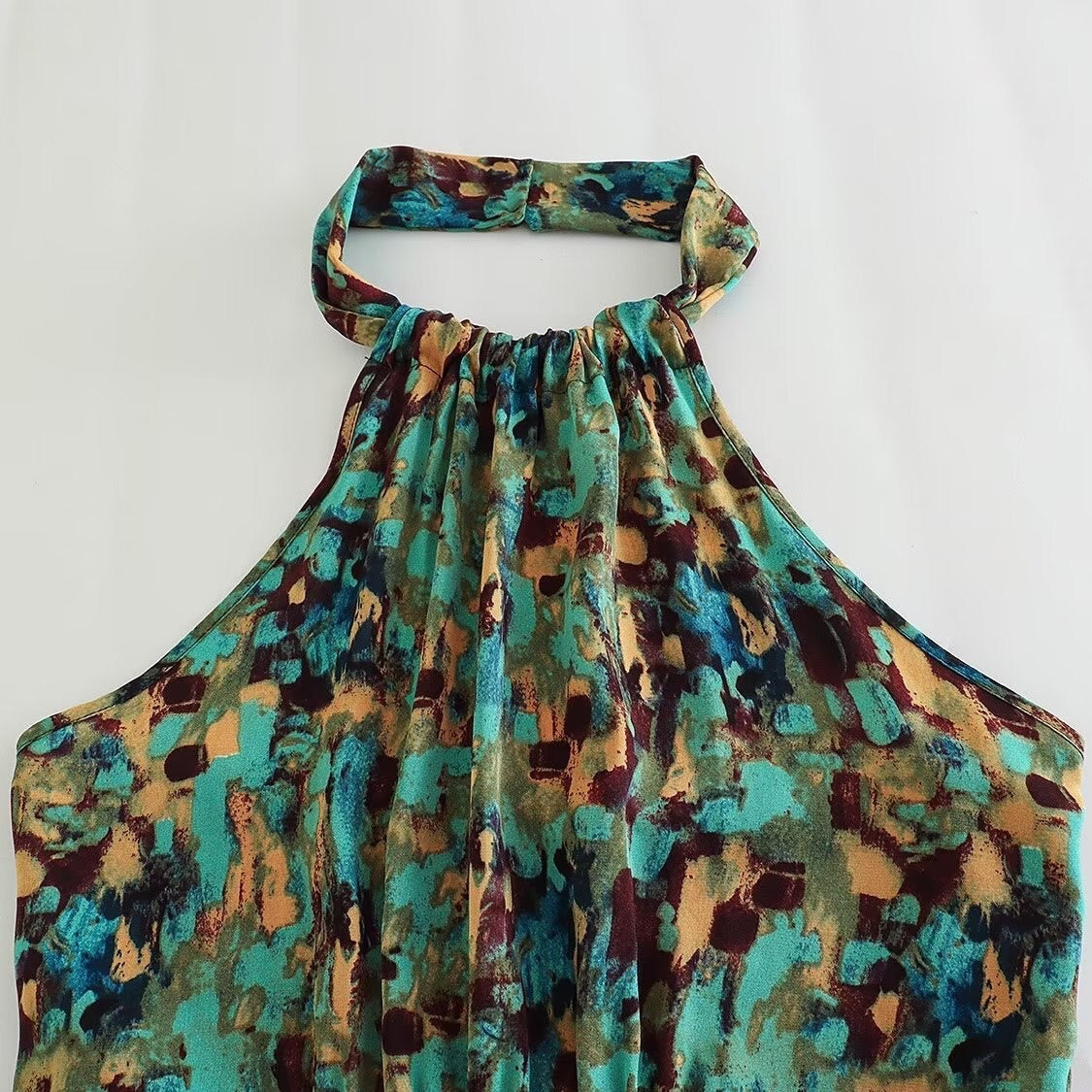 Willa Vintage Water Color Halter Dress