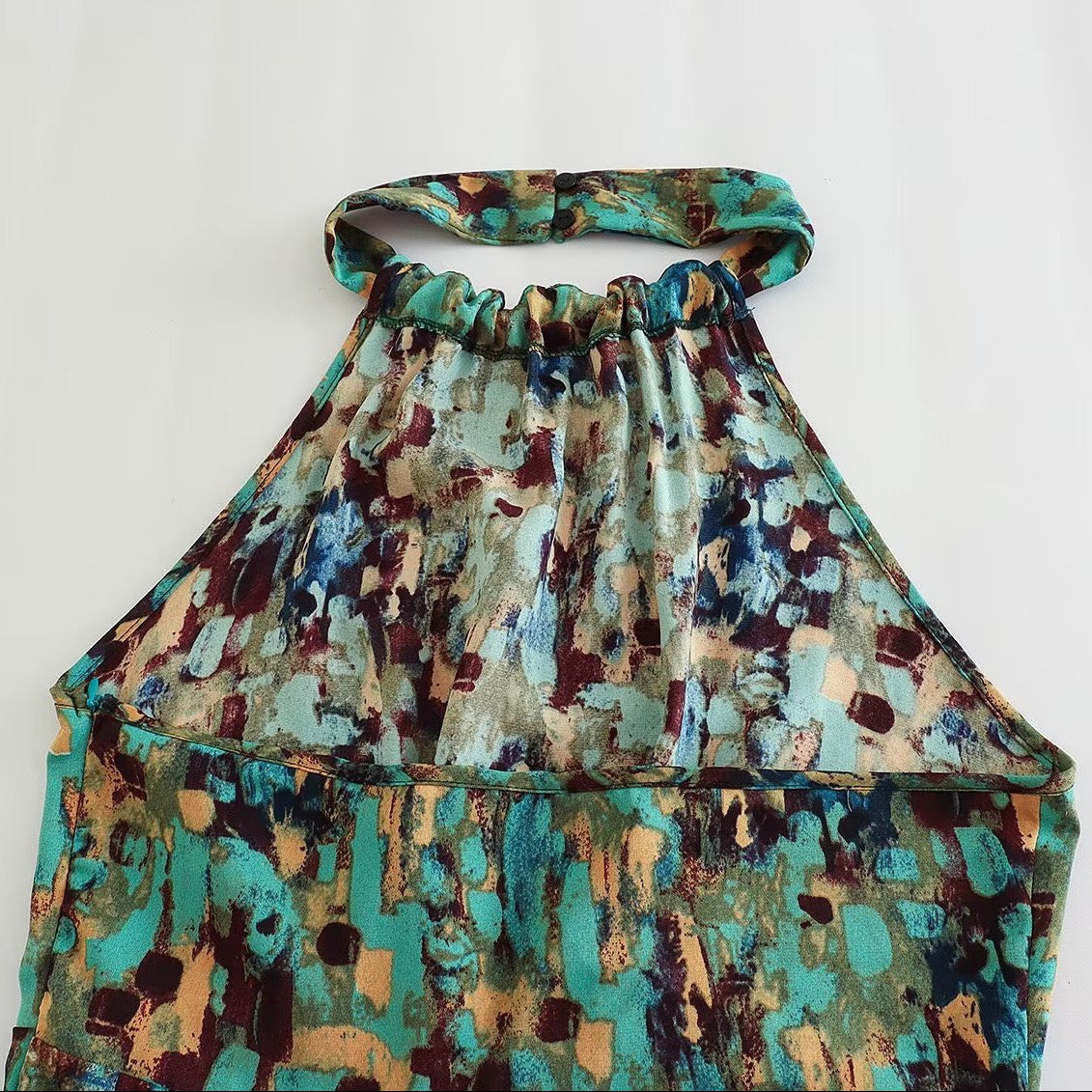 Willa Vintage Water Color Halter Dress