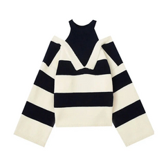 Yria Striped Off The Shoulder Knit Top