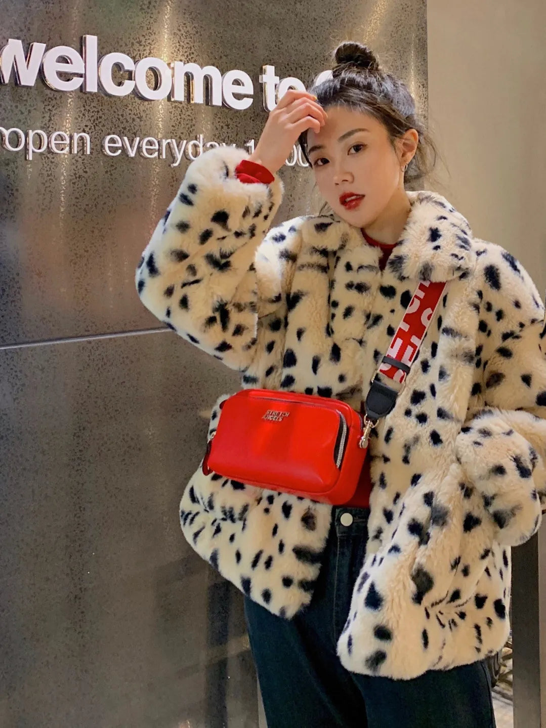 Zaya Faux Snow Leopard Plush Fur Jacket