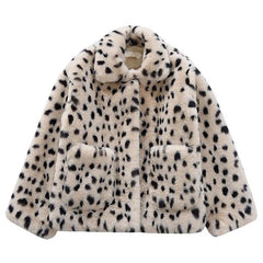 Zaya Faux Snow Leopard Plush Fur Jacket