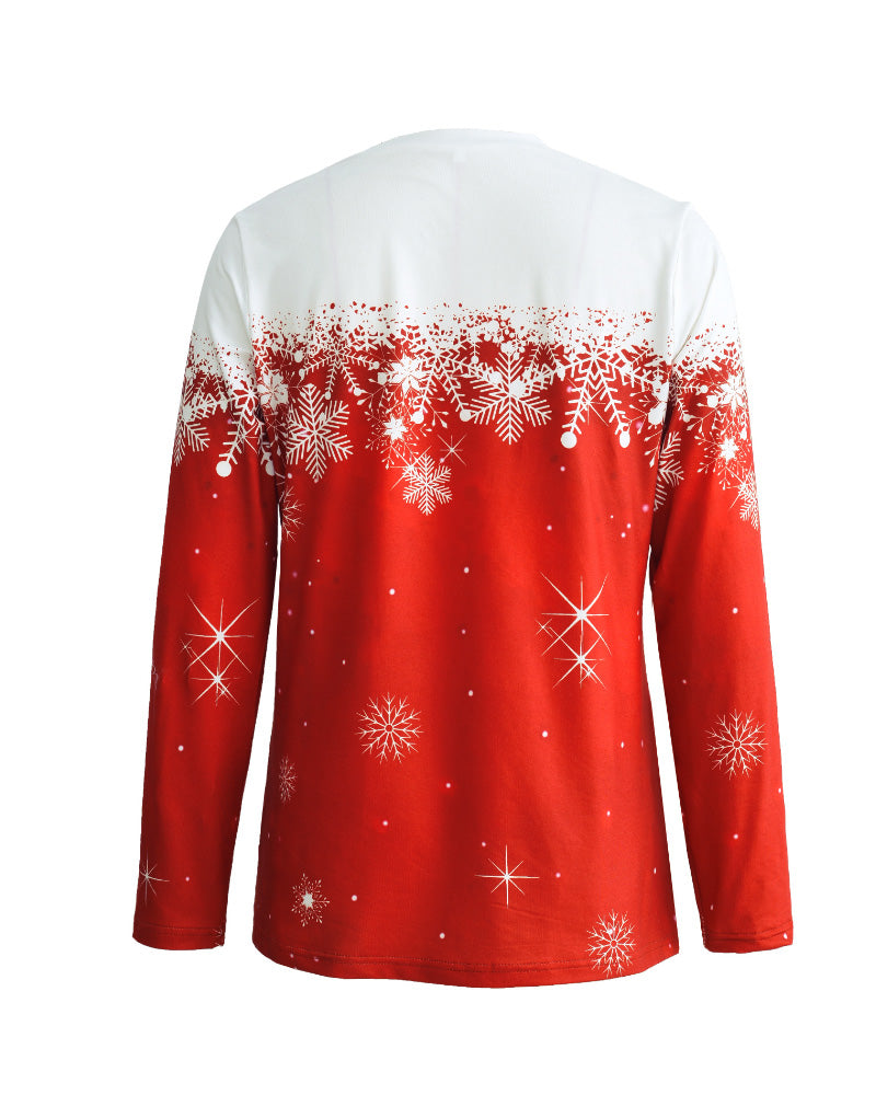 Christmas Casual Crew Neck Long Sleeve T-Shirt Top